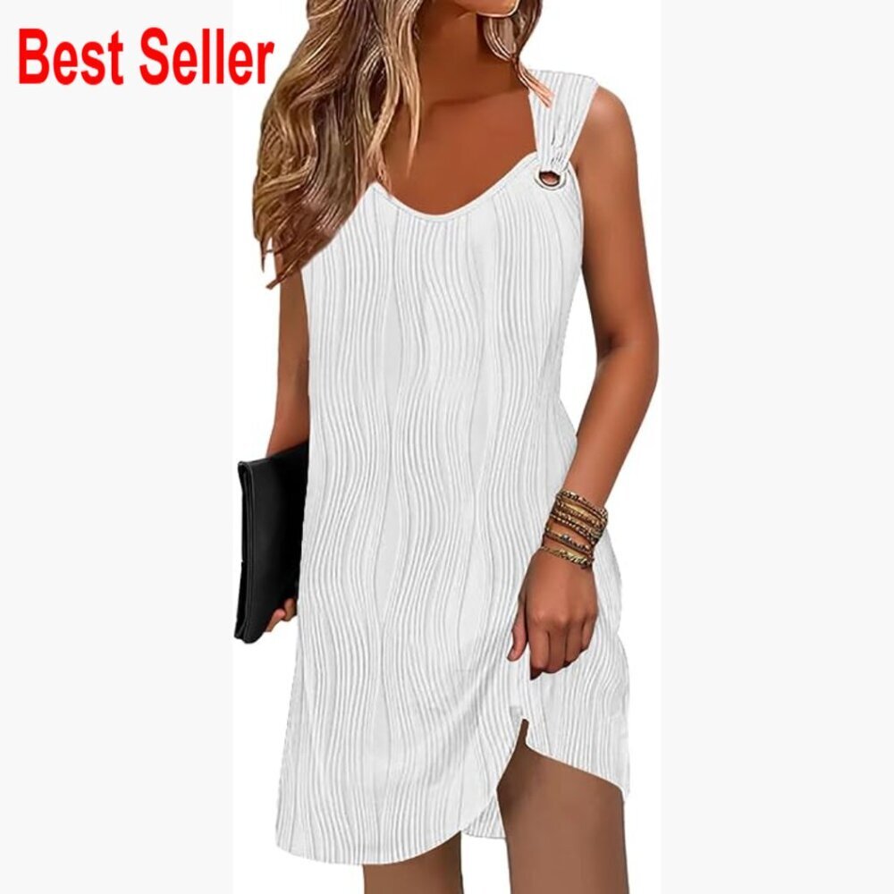 Polyester Rayon Spandex Sleeveless V-Neck Sundress Beach Cover Up